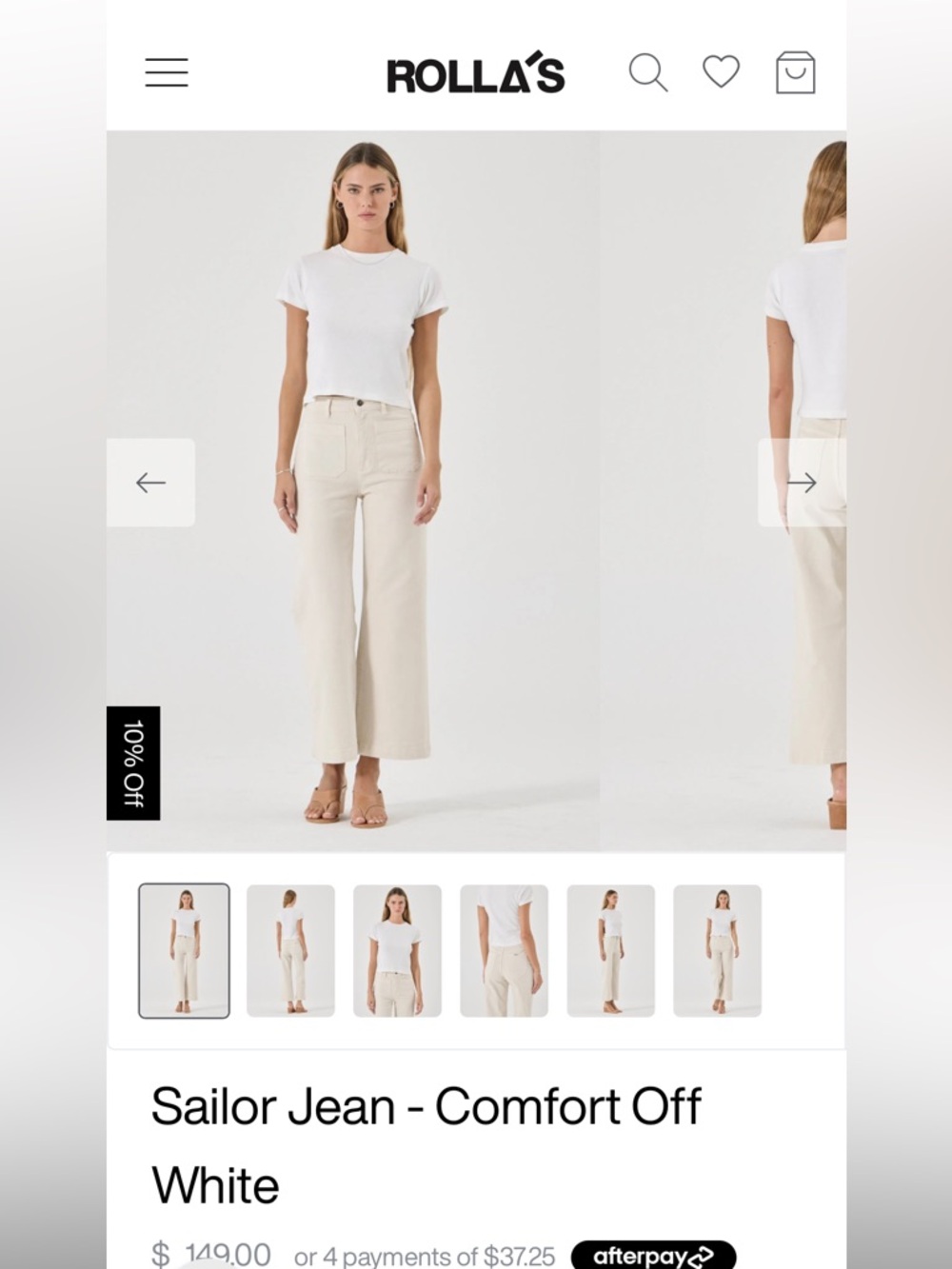 ROLLA'S Off-White Wide Leg Sailor Jeans